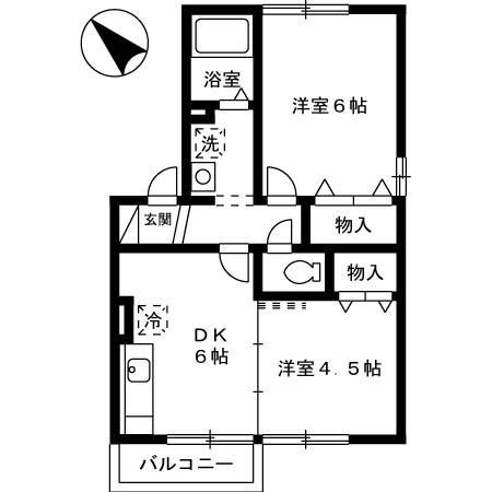 ヴェルドミール(2DK/2階)の間取り写真