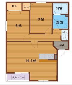 エルグランド(2LDK/2階)の間取り写真