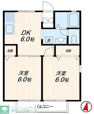 VAQUEROA A(2DK/1階)の間取り写真