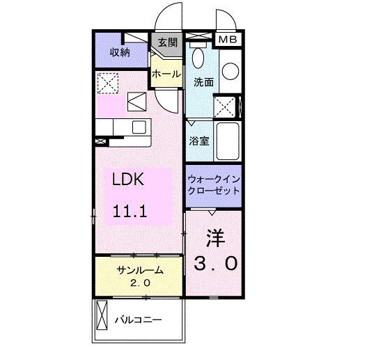 カーサプラシード B 103(1LDK/1階)の間取り写真