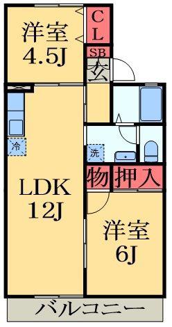 パークヒル(2LDK/2階)の間取り写真