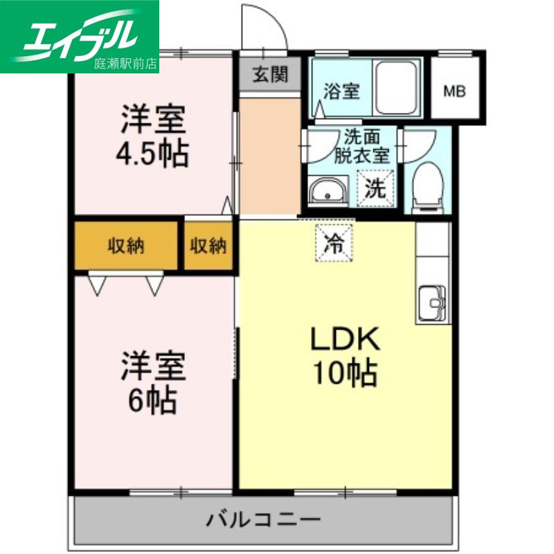 ハッピーハイツII棟(2LDK/2階)の間取り写真