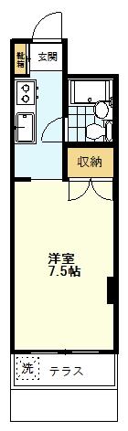 第2パレス富士本(ワンルーム/1階)の間取り写真