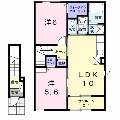 シュティル(2LDK/2階)の間取り写真