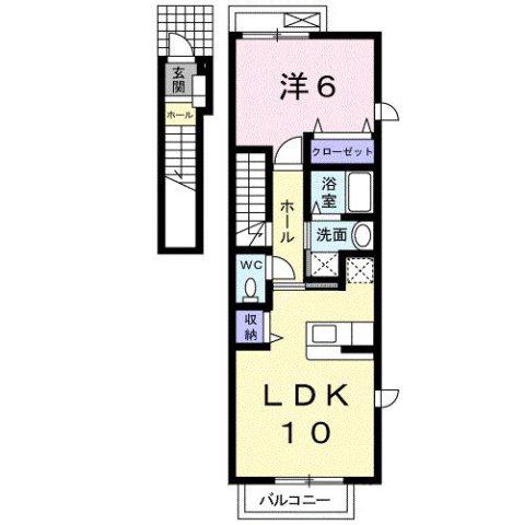 トレジャーガーデンI 1LDKHT(1LDK/2階)の間取り写真