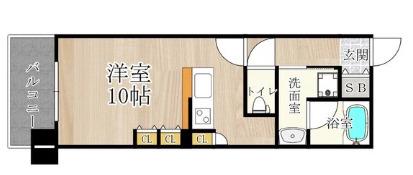 CITY SPIRE難波ウエスト(1K/4階)の間取り写真