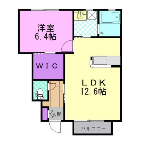 リヴィエール(1LDK/1階)の間取り写真