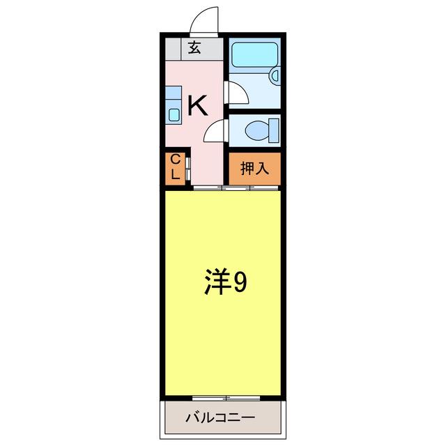 パレスハートA棟(1K/2階)の間取り写真
