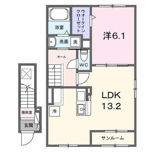 メゾン ルミエール(1LDK/2階)の間取り写真