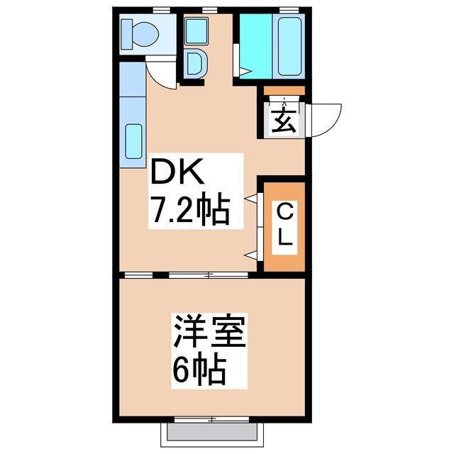 近見ハイツ(1DK/2階)の間取り写真