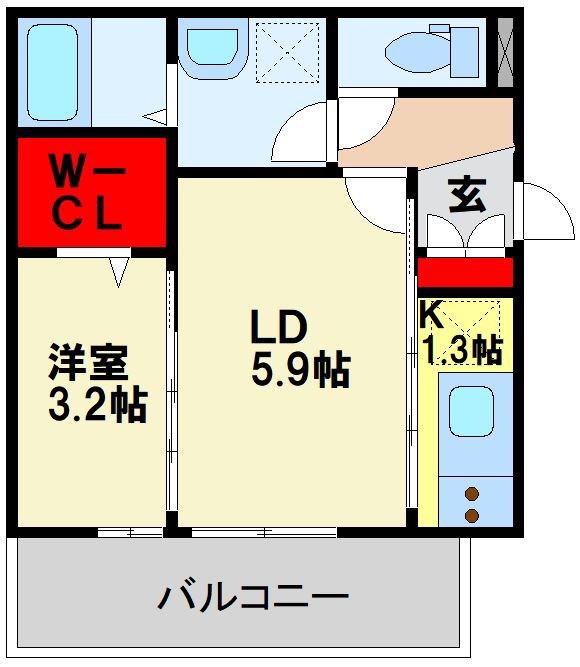  D-ROOM陣原II(1LDK/1階)の間取り写真