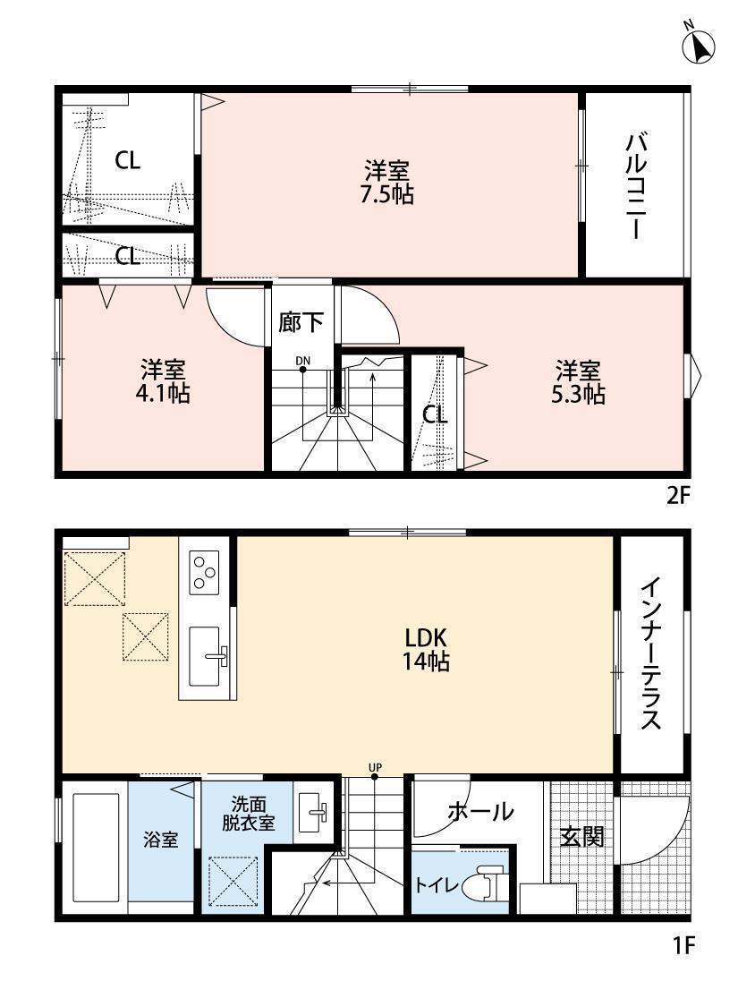 リーブルファイン足立神明(3LDK/1階)の間取り写真