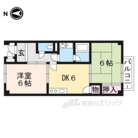ビザビⅡ(2DK/1階)の間取り写真