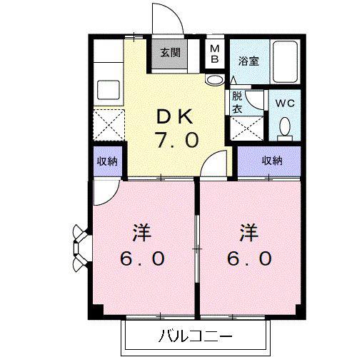 アーバンステートI(2DK/2階)の間取り写真