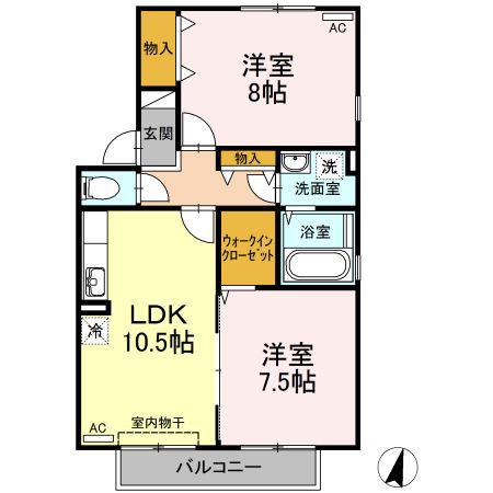 メゾンリヴェールC(2LDK/2階)の間取り写真
