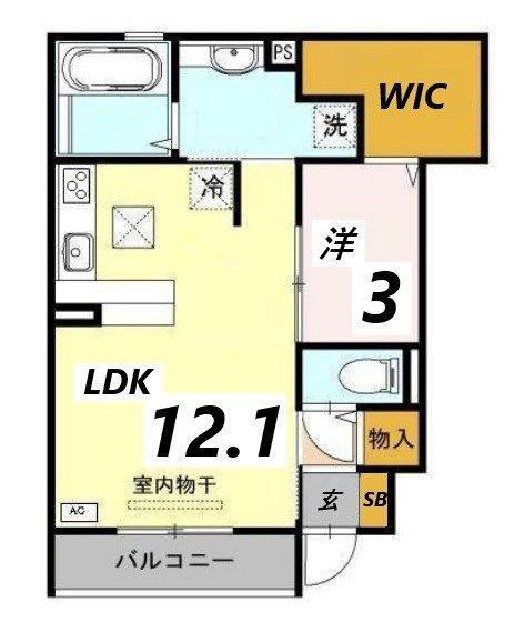 ルーニィー船橋(1LDK/1階)の間取り写真