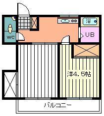 スカイコーポ(1K/1階)の間取り写真