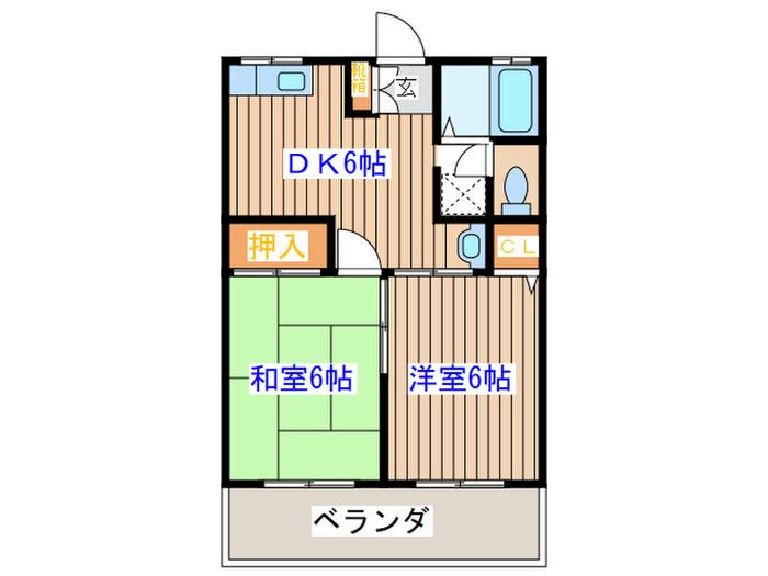 シティハイムパークヒルズ(2DK/2階)の間取り写真