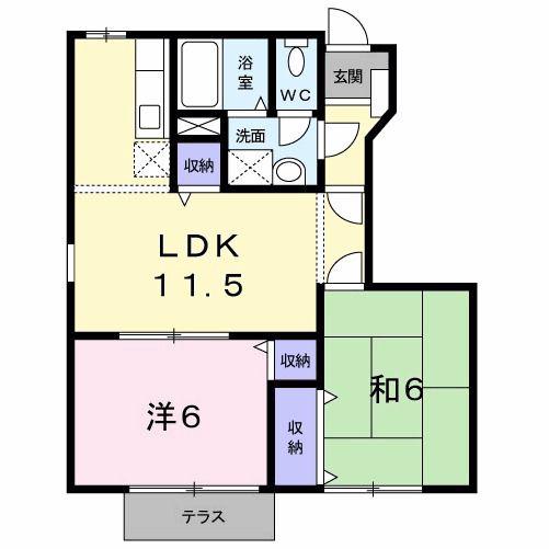 ホワイトハウス南泉 A棟(2LDK/1階)の間取り写真
