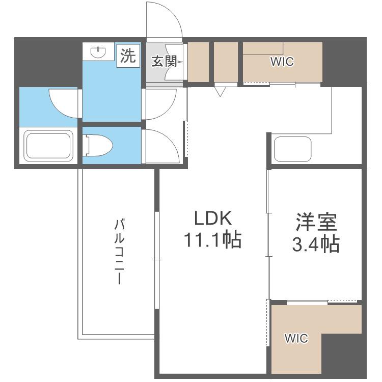 エスリードレジデンス ザ・グラン南堀江(1LDK/10階)の間取り写真