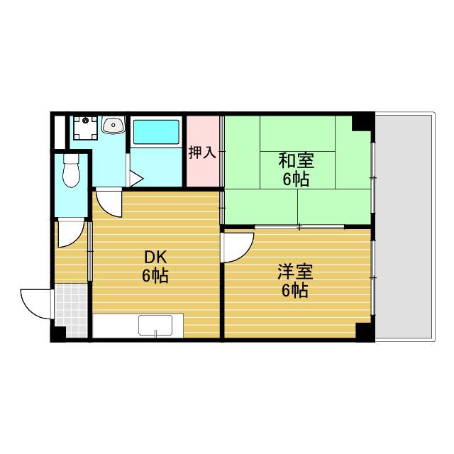 モンリベルテ野中(2DK/2階)の間取り写真