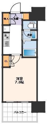 クレストコート靭公園(1K/14階)の間取り写真