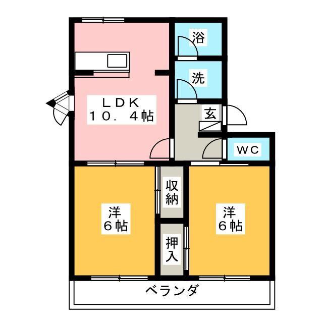 ミートファイン A(2LDK/2階)の間取り写真
