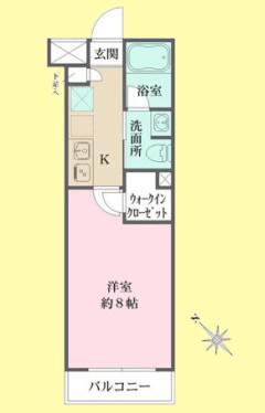 ベルフェリーク西小山(1K/1階)の間取り写真