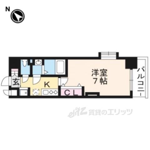 LUXE京都西大路(1K/2階)の間取り写真