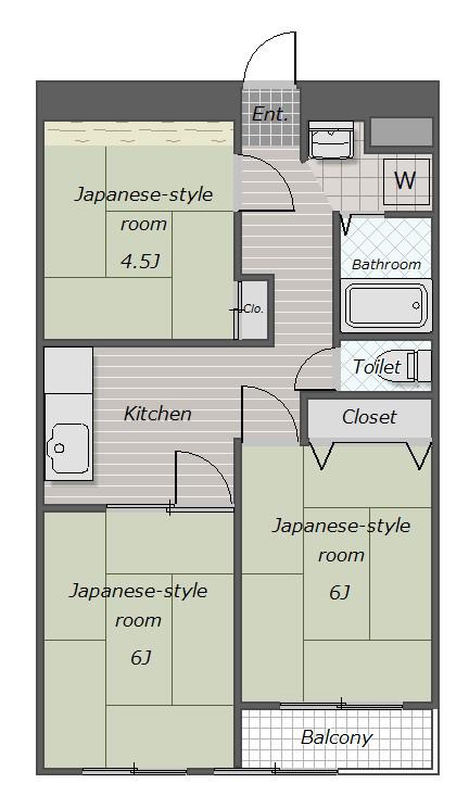 原島マンション(3DK/2階)の間取り写真