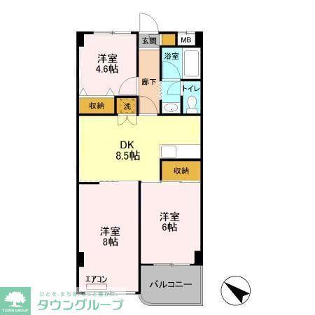 フロントアイランドハイツ(3DK/3階)の間取り写真