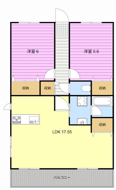 S・テラス六合(2LDK/2階)の間取り写真