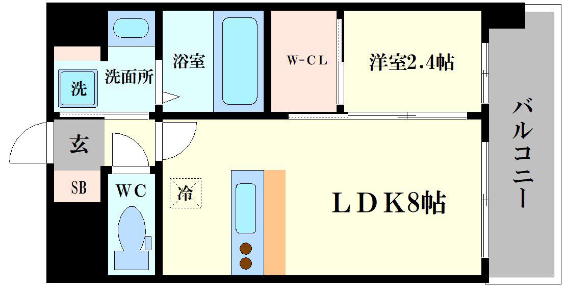 セレニテ難波ミラク壱番館(1LDK/4階)の間取り写真