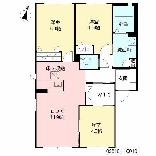 シャーメゾン・ヴァン C棟(3LDK/1階)の間取り写真