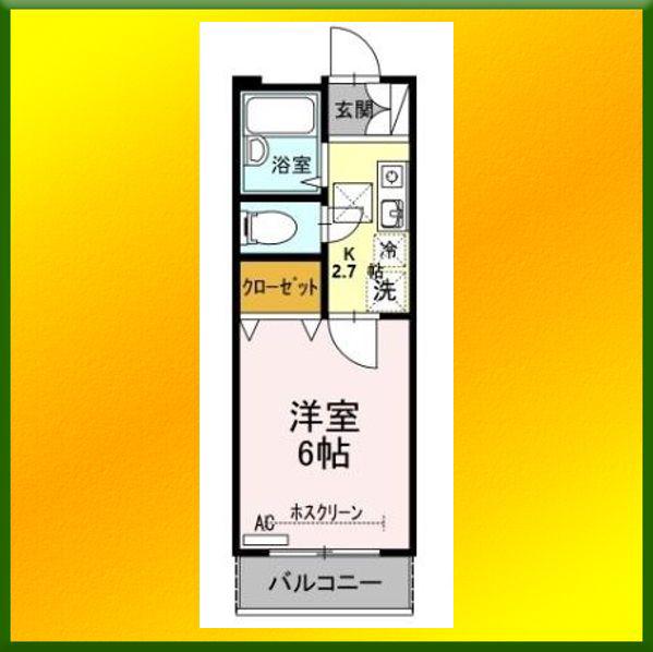 マーブルコート(1K/1階)の間取り写真