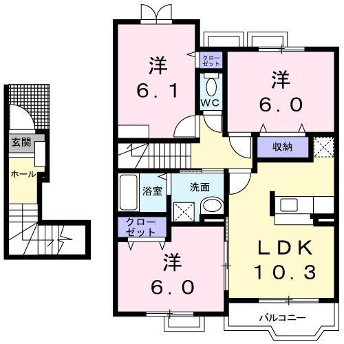 ハイツ ナリッシュ 1(3LDK/2階)の間取り写真