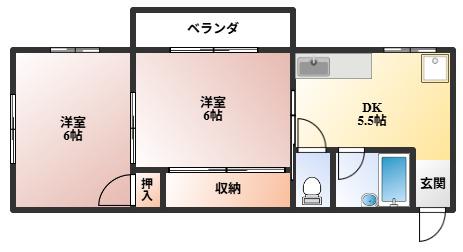 CASA396(2DK/2階)の間取り写真