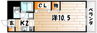 SKハイツ(1K/8階)の間取り写真