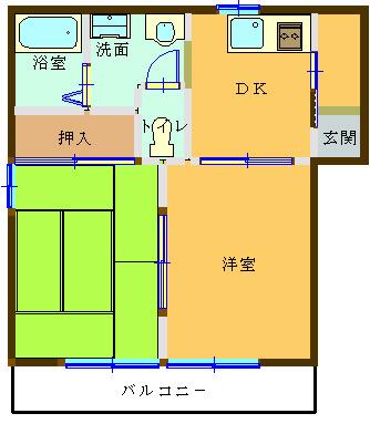フレグランスA(2DK/1階)の間取り写真