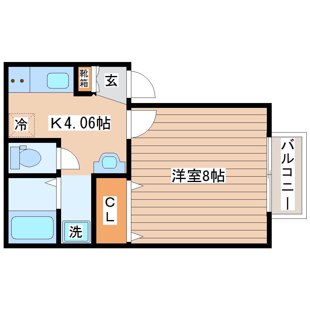 リヒトハイム富沢(1K/1階)の間取り写真