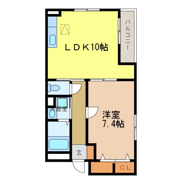フルー リール(1LDK/1階)の間取り写真