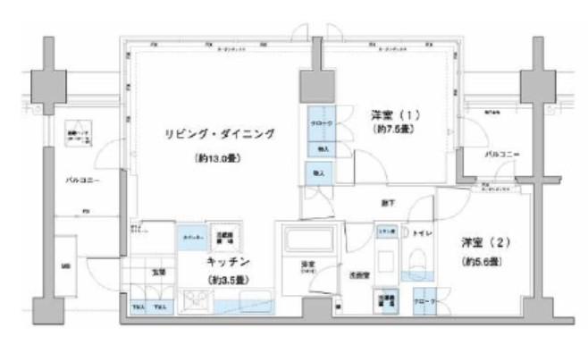 ガーデニエール砧レジデンス(2LDK/8階)の間取り写真