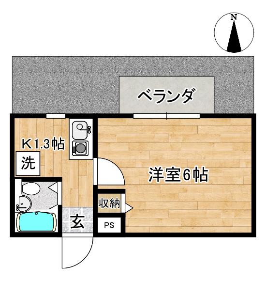 エクセル101(1K/4階)の間取り写真