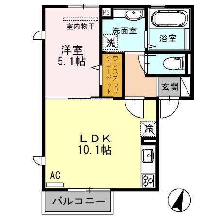 フェリーチェ佐治(1LDK/2階)の間取り写真