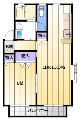 プリントスII(1LDK/2階)の間取り写真