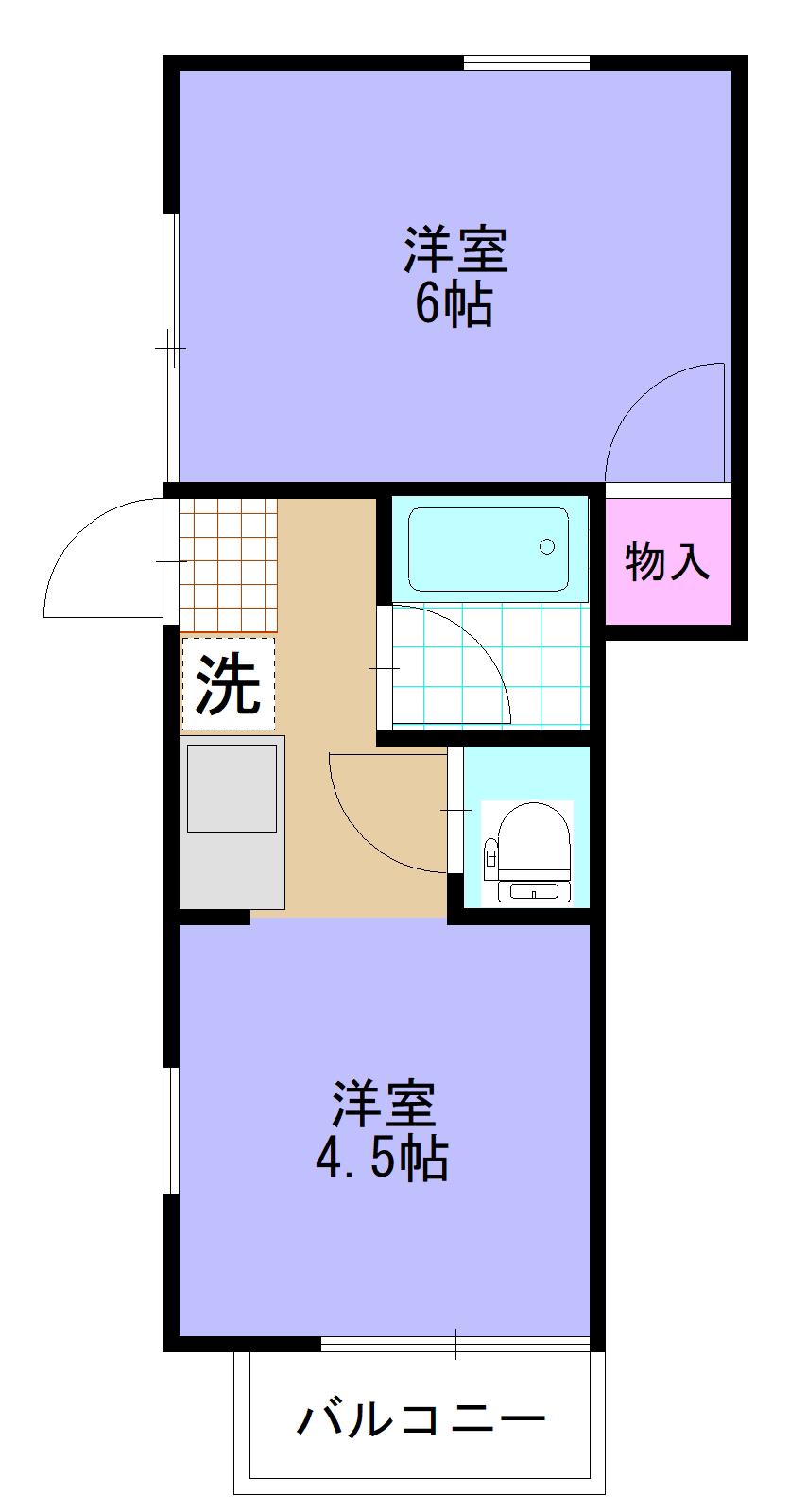 コーポくら(2K/1階)の間取り写真