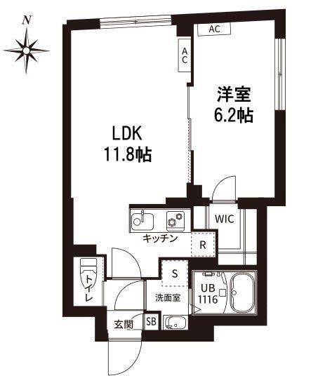 レピュア旗の台レジデンス(1LDK/1階)の間取り写真