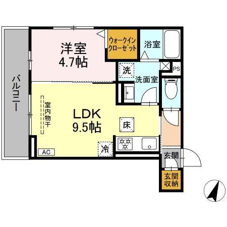D-ROOM D-CREST駅前3丁目(1LDK/1階)の間取り写真
