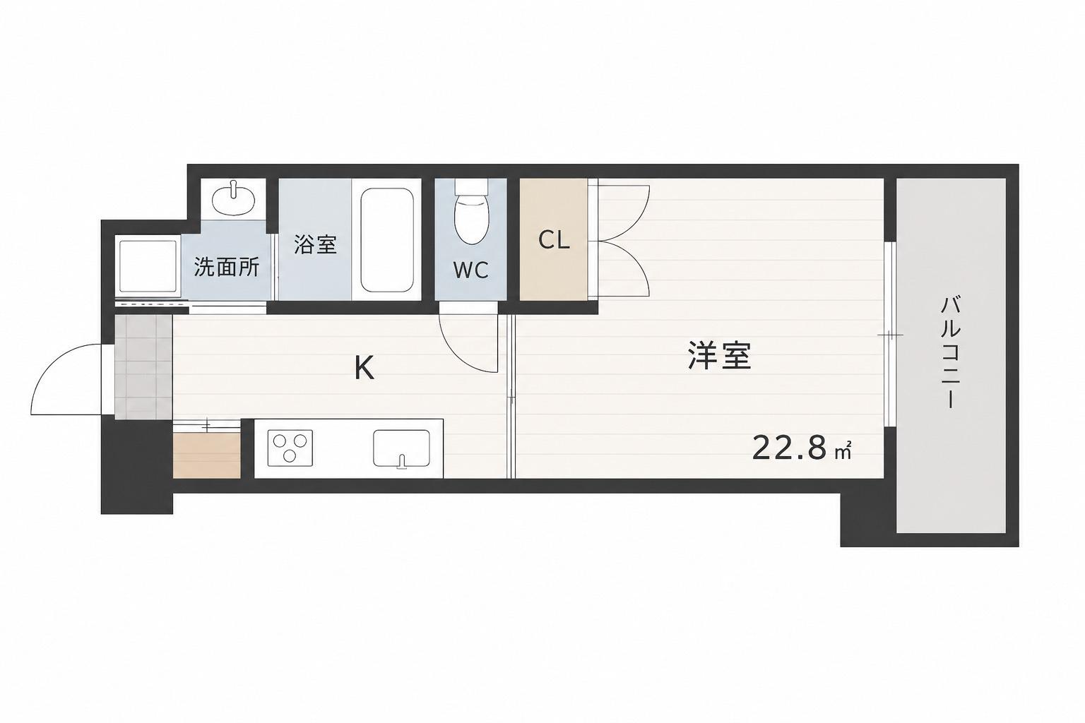 THE GIULIA ORIENT BLD NO.125(1K/2階)の間取り写真