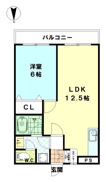 藤パレス(1LDK/2階)の間取り写真